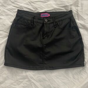 Edikted Black Leather Mini Skirt